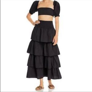 WE WORE WHAT BLACK TIERED MAXI SKIRT